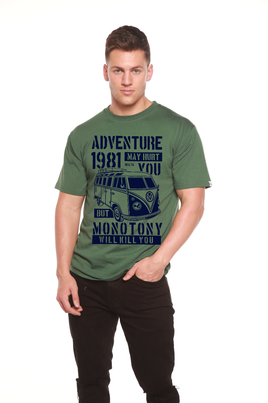 Adventure 1981 Men's Bamboo Viscose/Organic Cotton Short Sleeve Graphic T-Shirt Spun Bamboo