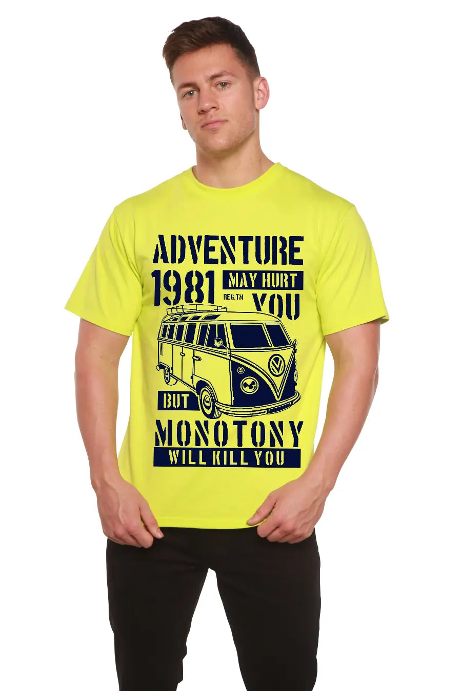 Adventure 1981 Men's Bamboo Viscose/Organic Cotton Short Sleeve Graphic T-Shirt Spun Bamboo