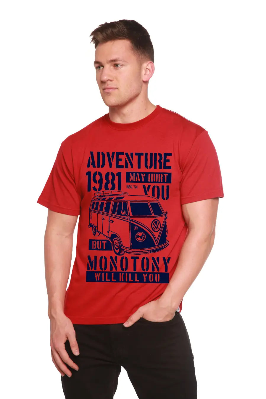 Adventure 1981 Men's Bamboo Viscose/Organic Cotton Short Sleeve Graphic T-Shirt Spun Bamboo