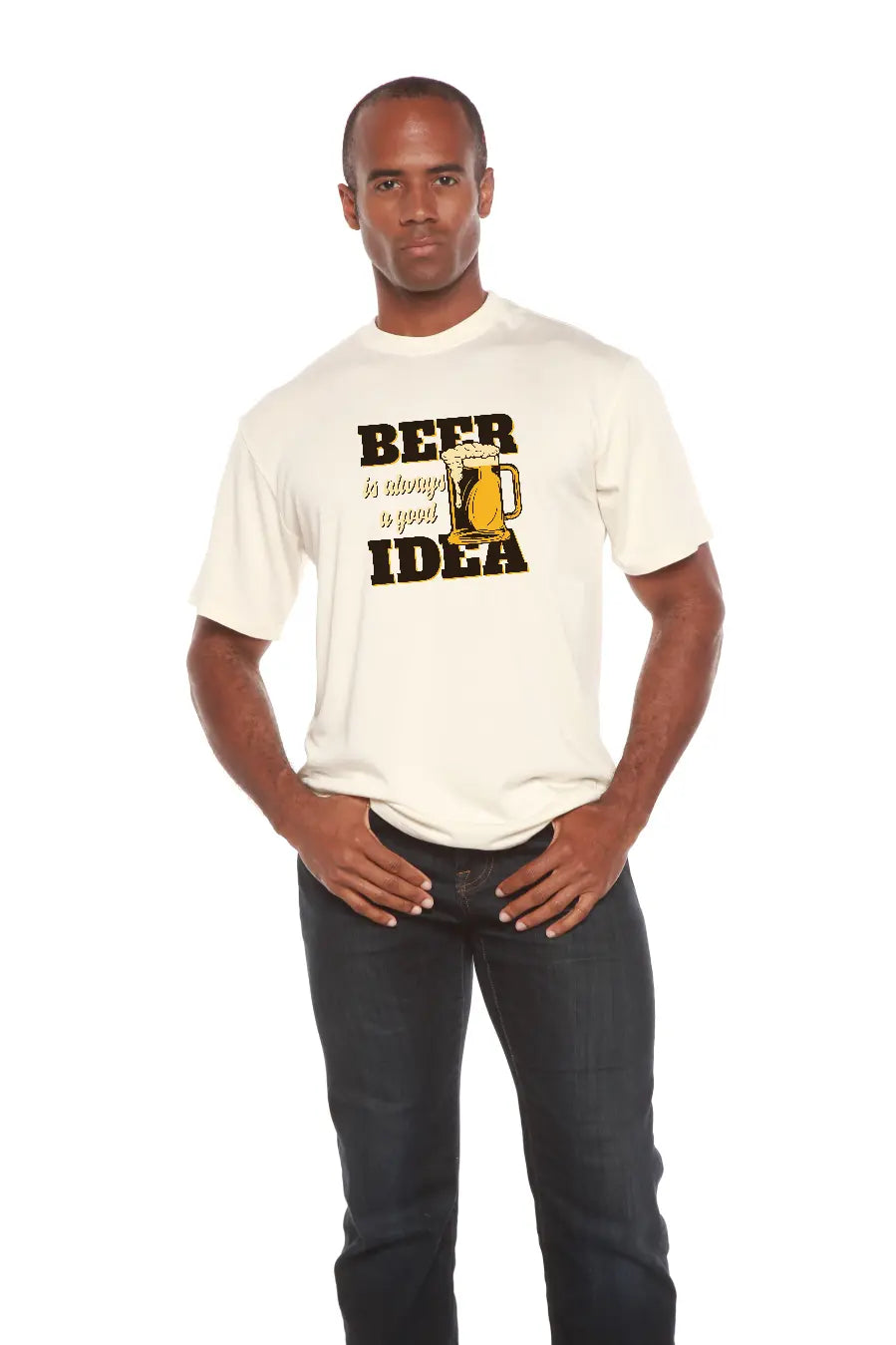 Beer Idea Men's Bamboo Viscose/Organic Cotton Short Sleeve Graphic T-Shirt Spun Bamboo