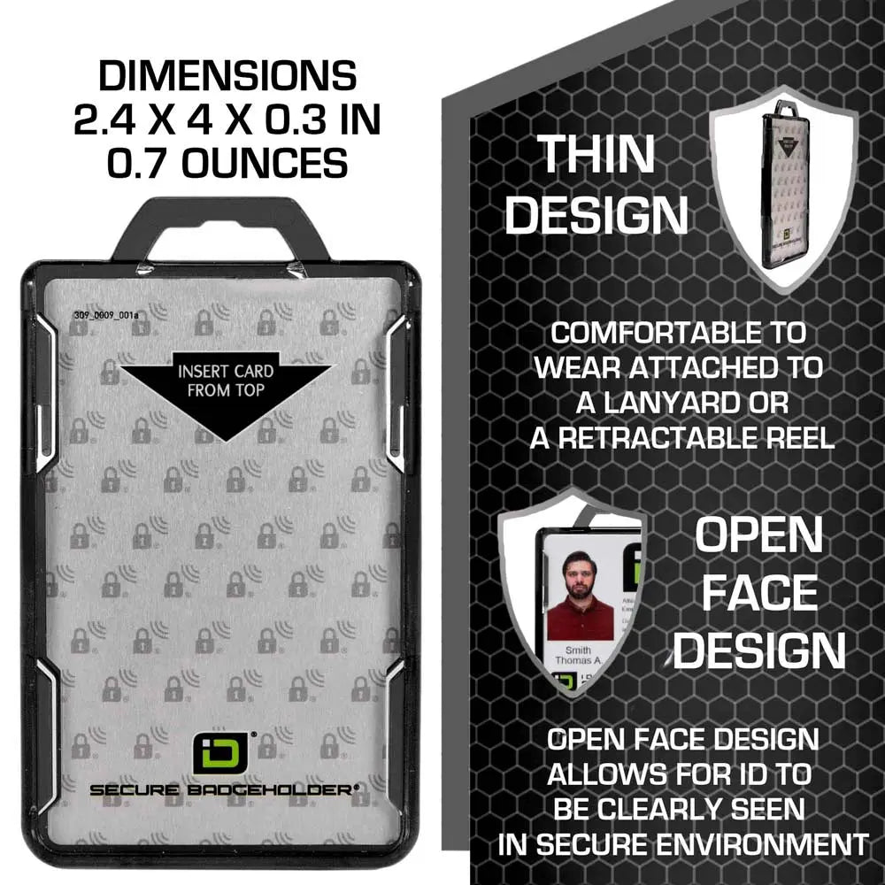 Secure Badge Holder Lite ™ Vertical 1 ID Card Holder ID Stronghold