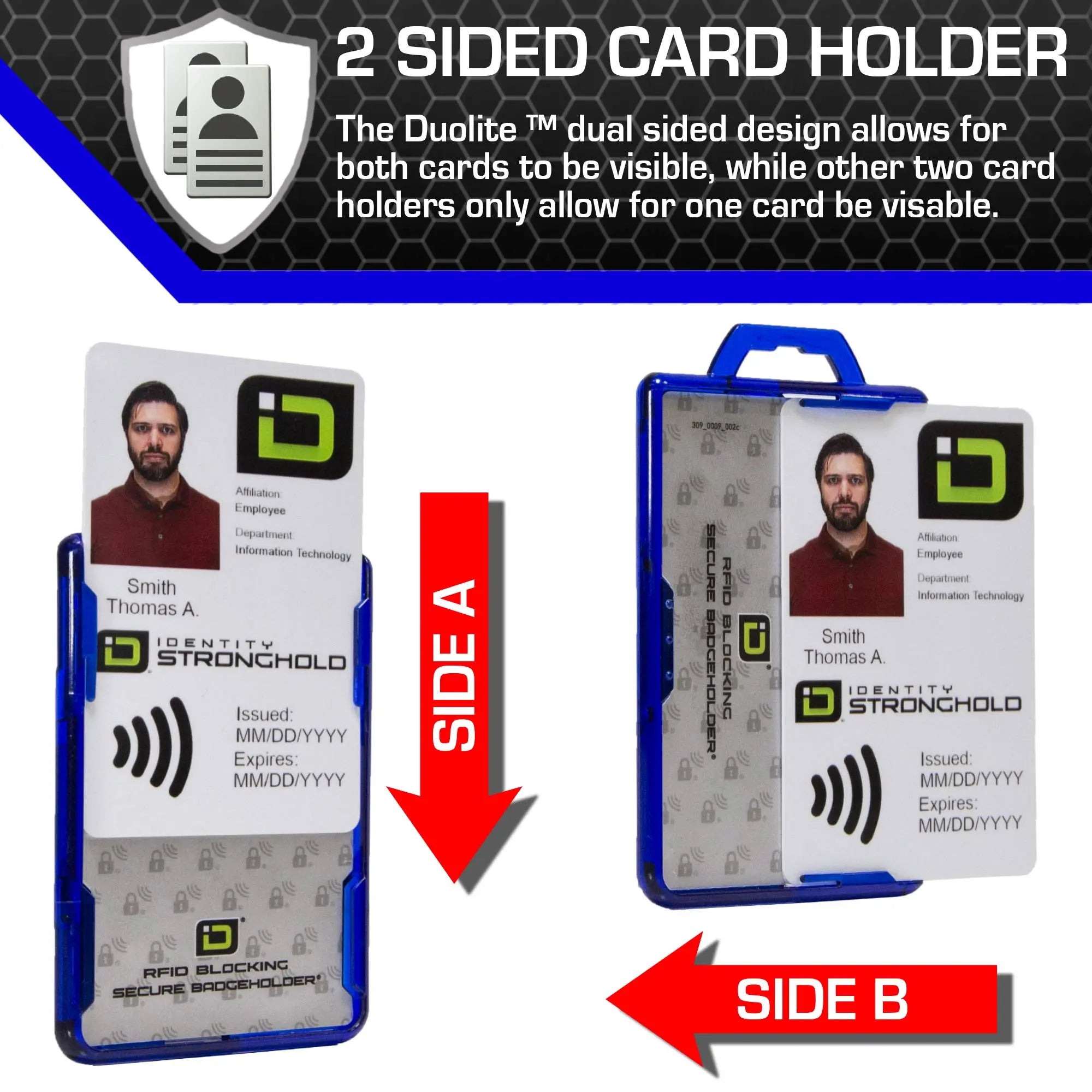 Secure Badge Holder Duolite ® Vertical 2 ID Card Holder, and Lanyard Bundle ID Stronghold