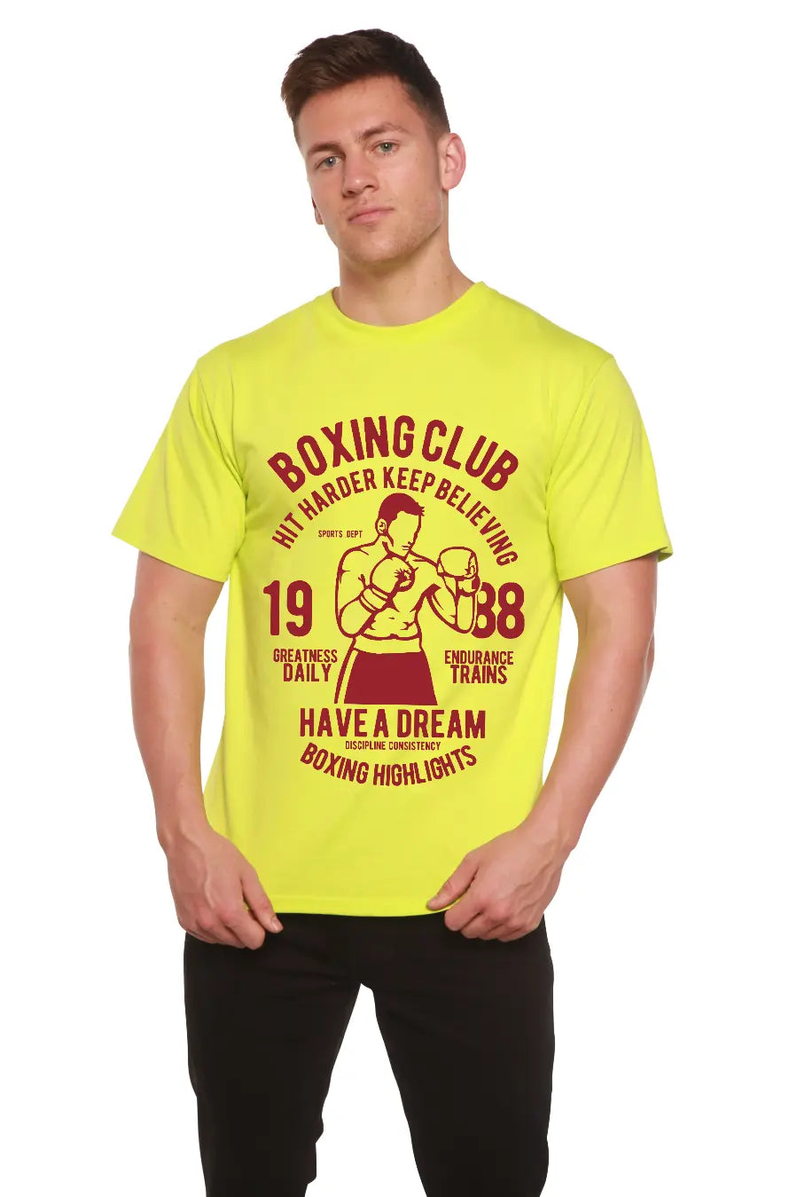 Boxing Club Men's Bamboo Viscose/Organic Cotton Short Sleeve Graphic T-Shirt Spun Bamboo