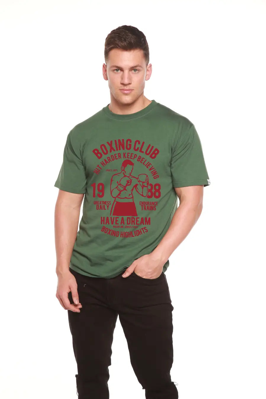 Boxing Club Men's Bamboo Viscose/Organic Cotton Short Sleeve Graphic T-Shirt Spun Bamboo