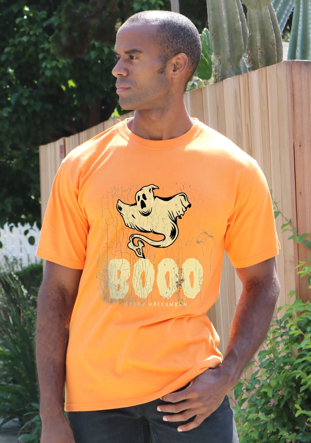 Happy Halloween Graphic Men's Bamboo Viscose/Organic Cotton Short Sleeve T-Shirt Spun Bamboo