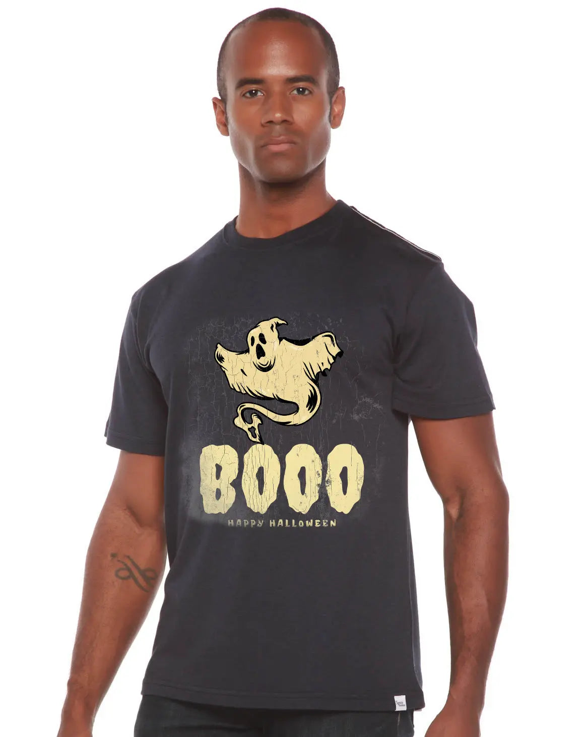 Happy Halloween Graphic Men's Bamboo Viscose/Organic Cotton Short Sleeve T-Shirt Spun Bamboo