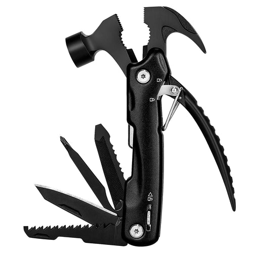 12 in 1 Hammer Multitool Portable Stainless Steel Mini Hammer Survival Tool Camping Gear Unique Gifts for Dad Husband Brother Boyfriend GemGear