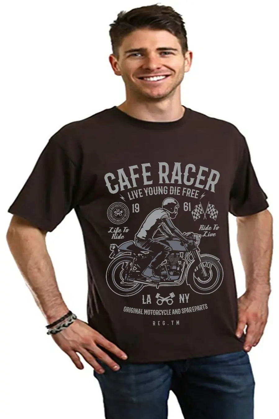 Cafe Racer Men's Bamboo Viscose/Organic Cotton Short Sleeve Graphic T-Shirt Spun Bamboo