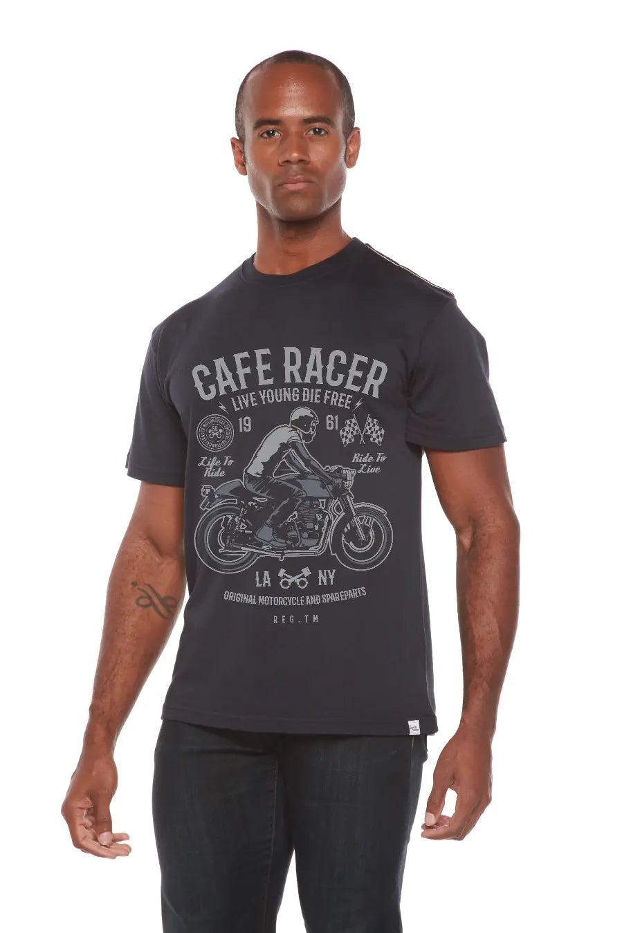Cafe Racer Men's Bamboo Viscose/Organic Cotton Short Sleeve Graphic T-Shirt Spun Bamboo