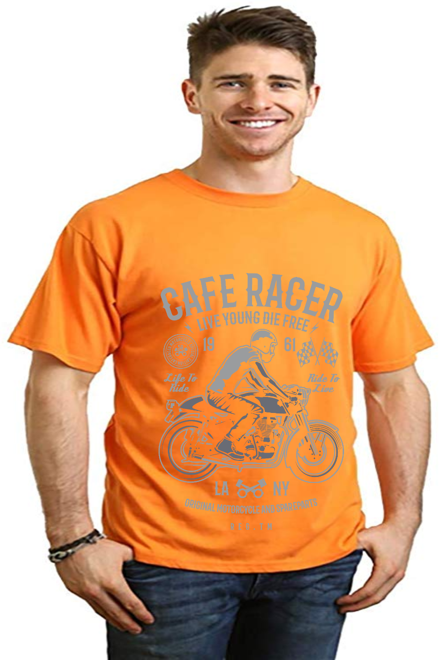 Cafe Racer Men's Bamboo Viscose/Organic Cotton Short Sleeve Graphic T-Shirt Spun Bamboo