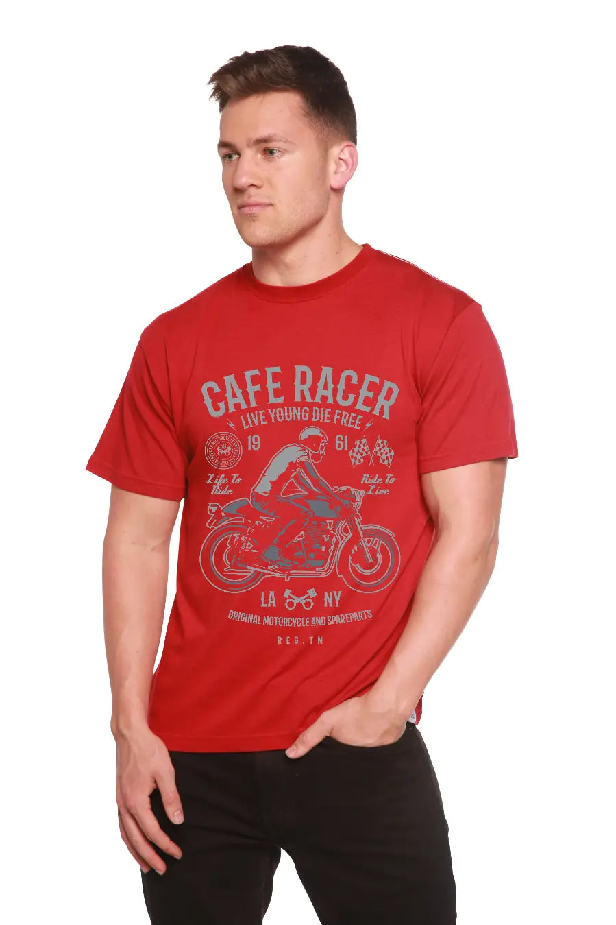 Cafe Racer Men's Bamboo Viscose/Organic Cotton Short Sleeve Graphic T-Shirt Spun Bamboo