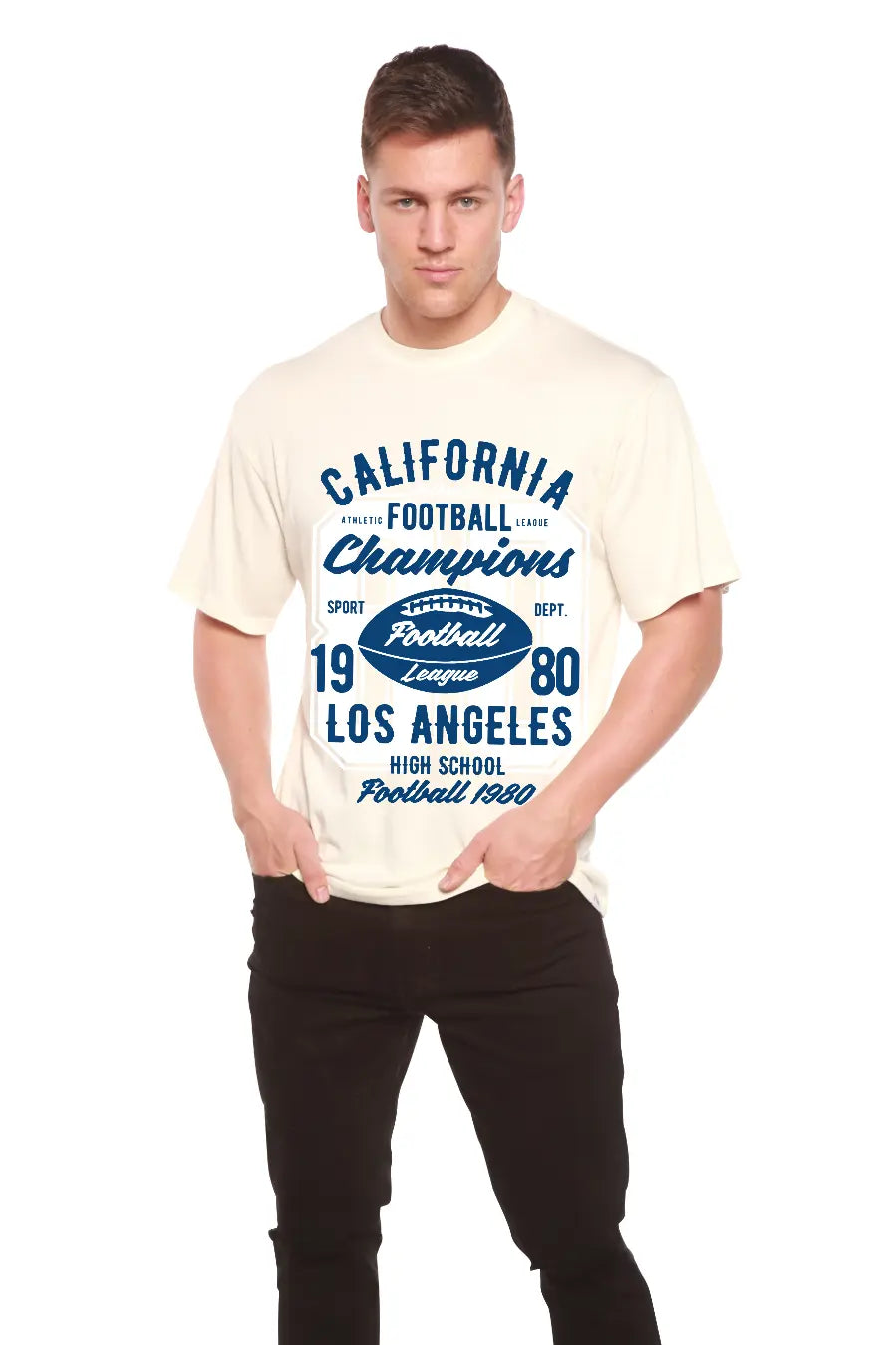 California Football Men's Bamboo Viscose/Organic Cotton Short Sleeve Graphic T-Shirt Spun Bamboo