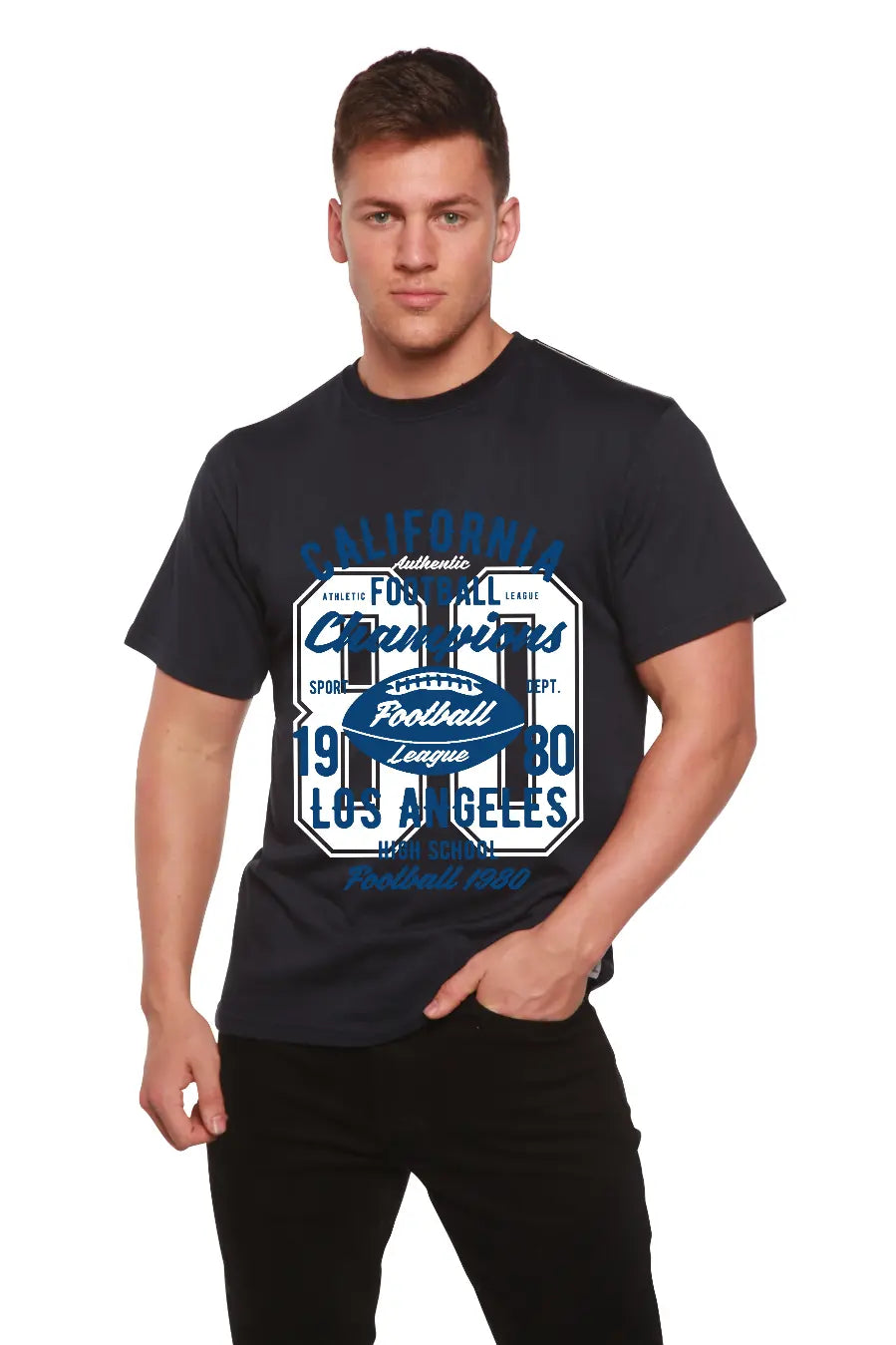 California Football Men's Bamboo Viscose/Organic Cotton Short Sleeve Graphic T-Shirt Spun Bamboo