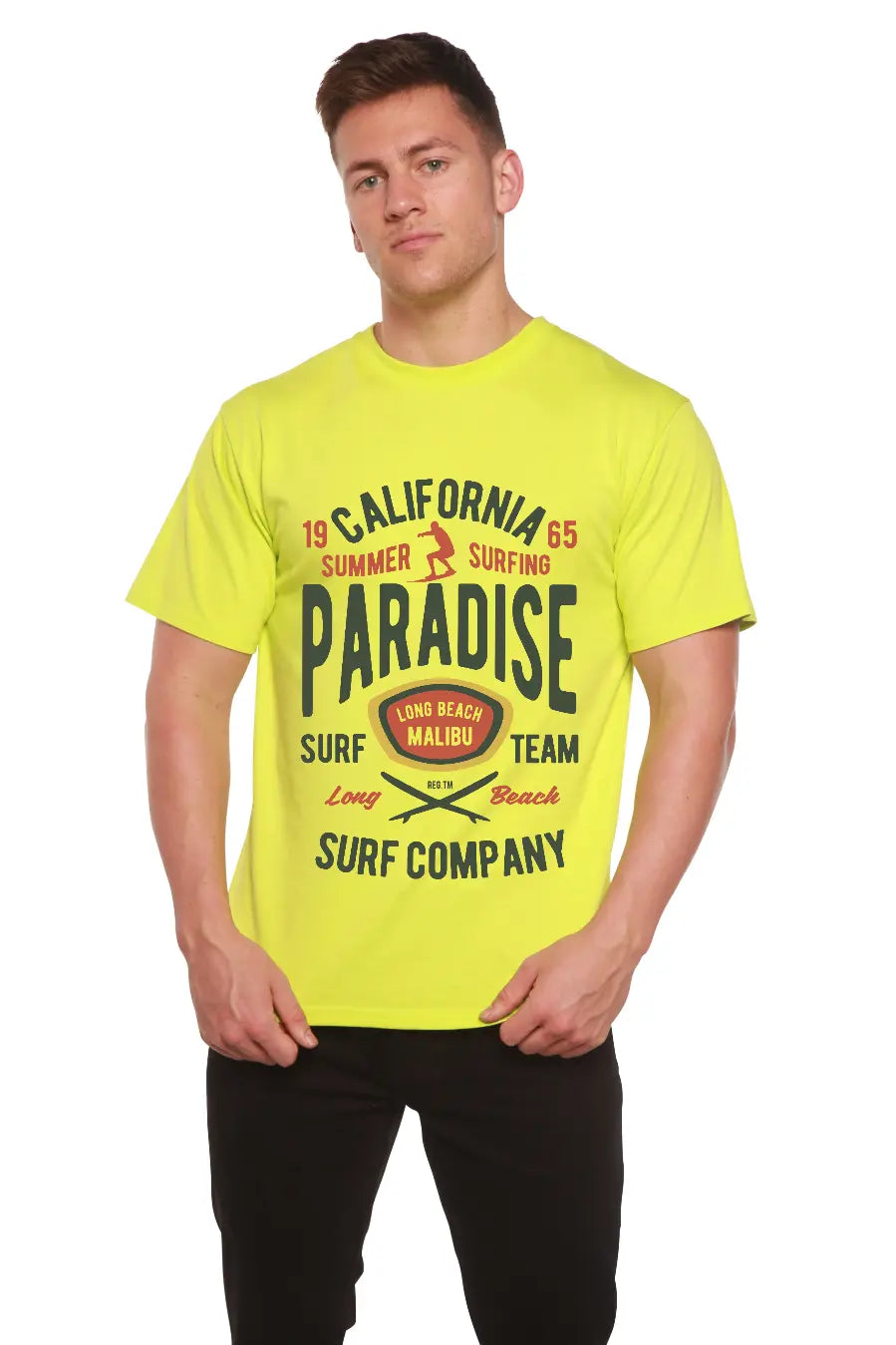 California Summer Surfing Men's Bamboo Viscose/Organic Cotton Short Sleeve Graphic T-Shirt Spun Bamboo