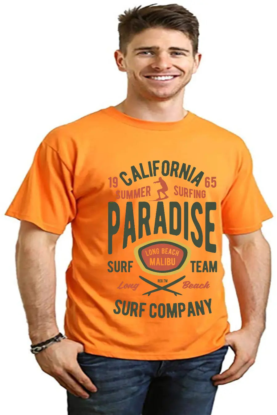 California Summer Surfing Men's Bamboo Viscose/Organic Cotton Short Sleeve Graphic T-Shirt Spun Bamboo