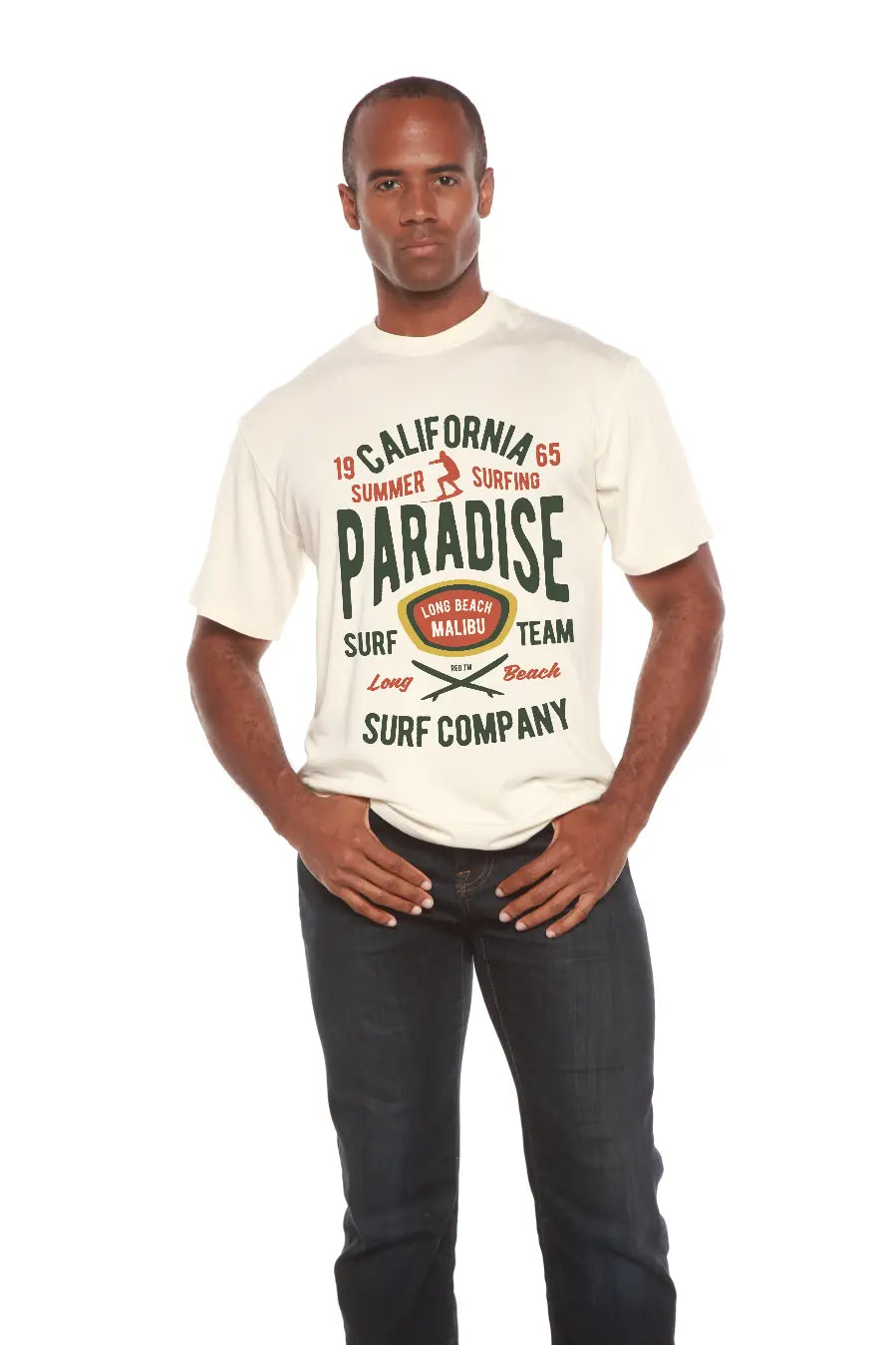 California Summer Surfing Men's Bamboo Viscose/Organic Cotton Short Sleeve Graphic T-Shirt Spun Bamboo