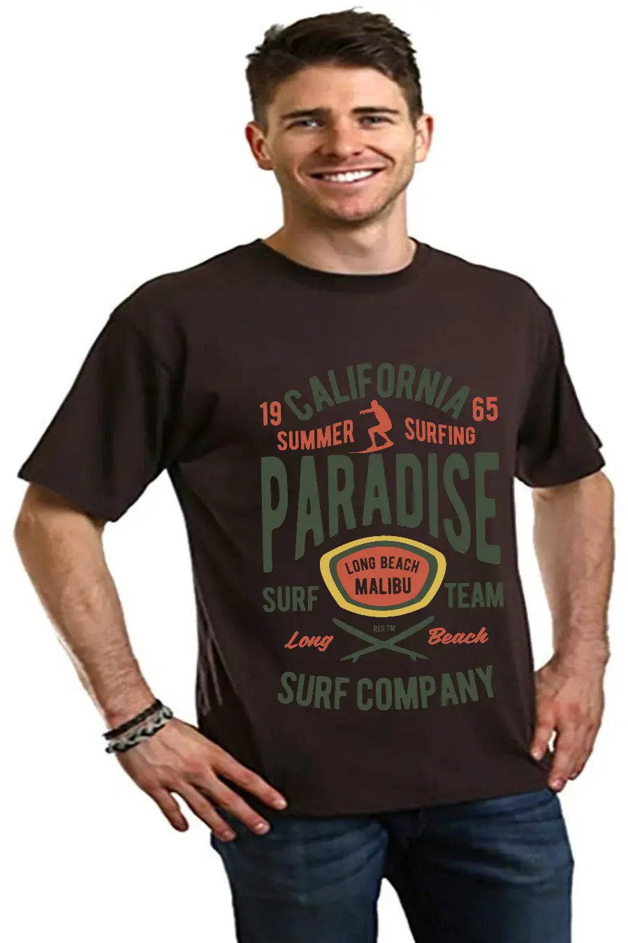 California Summer Surfing Men's Bamboo Viscose/Organic Cotton Short Sleeve Graphic T-Shirt Spun Bamboo