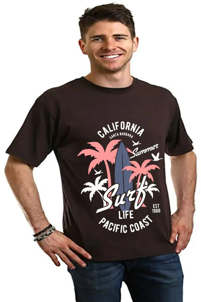 California Surf Men's Bamboo Viscose/Organic Cotton Short Sleeve Graphic T-Shirt Spun Bamboo