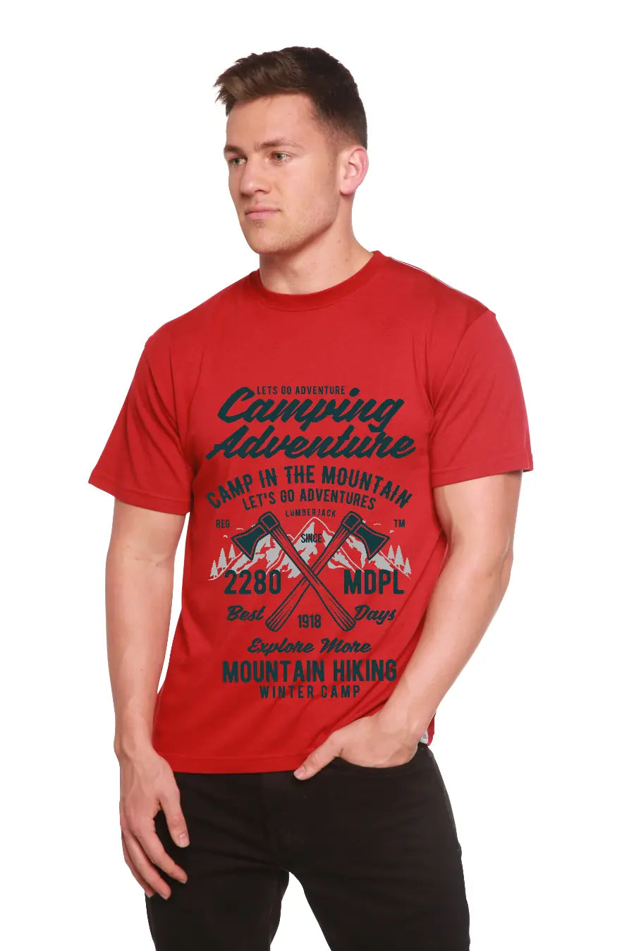Camping Adventure Men's Bamboo Viscose/Organic Cotton Short Sleeve Graphic T-Shirt Spun Bamboo