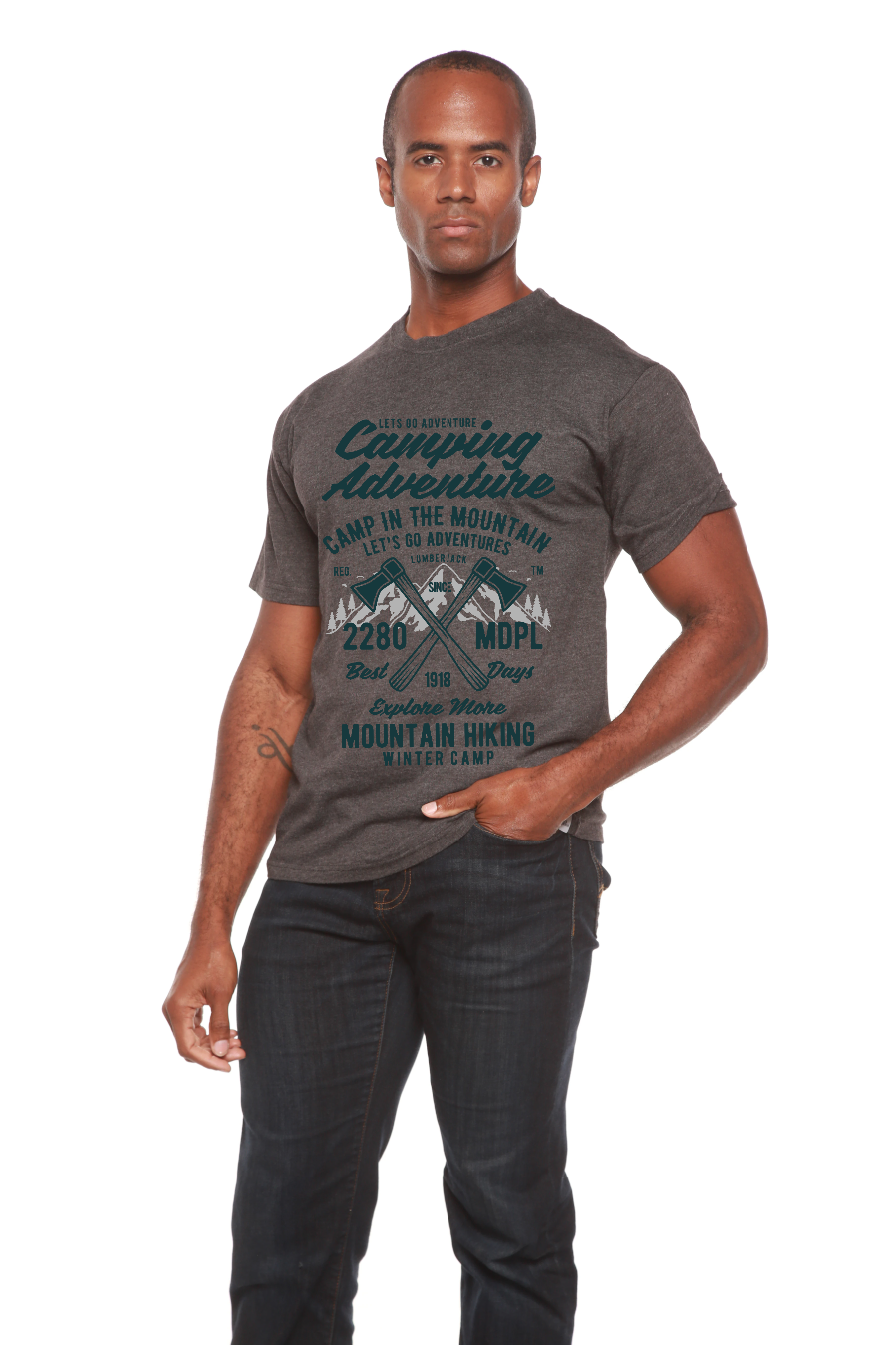 Camping Adventure Men's Bamboo Viscose/Organic Cotton Short Sleeve Graphic T-Shirt Spun Bamboo