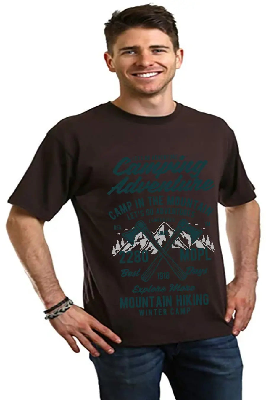 Camping Adventure Men's Bamboo Viscose/Organic Cotton Short Sleeve Graphic T-Shirt Spun Bamboo