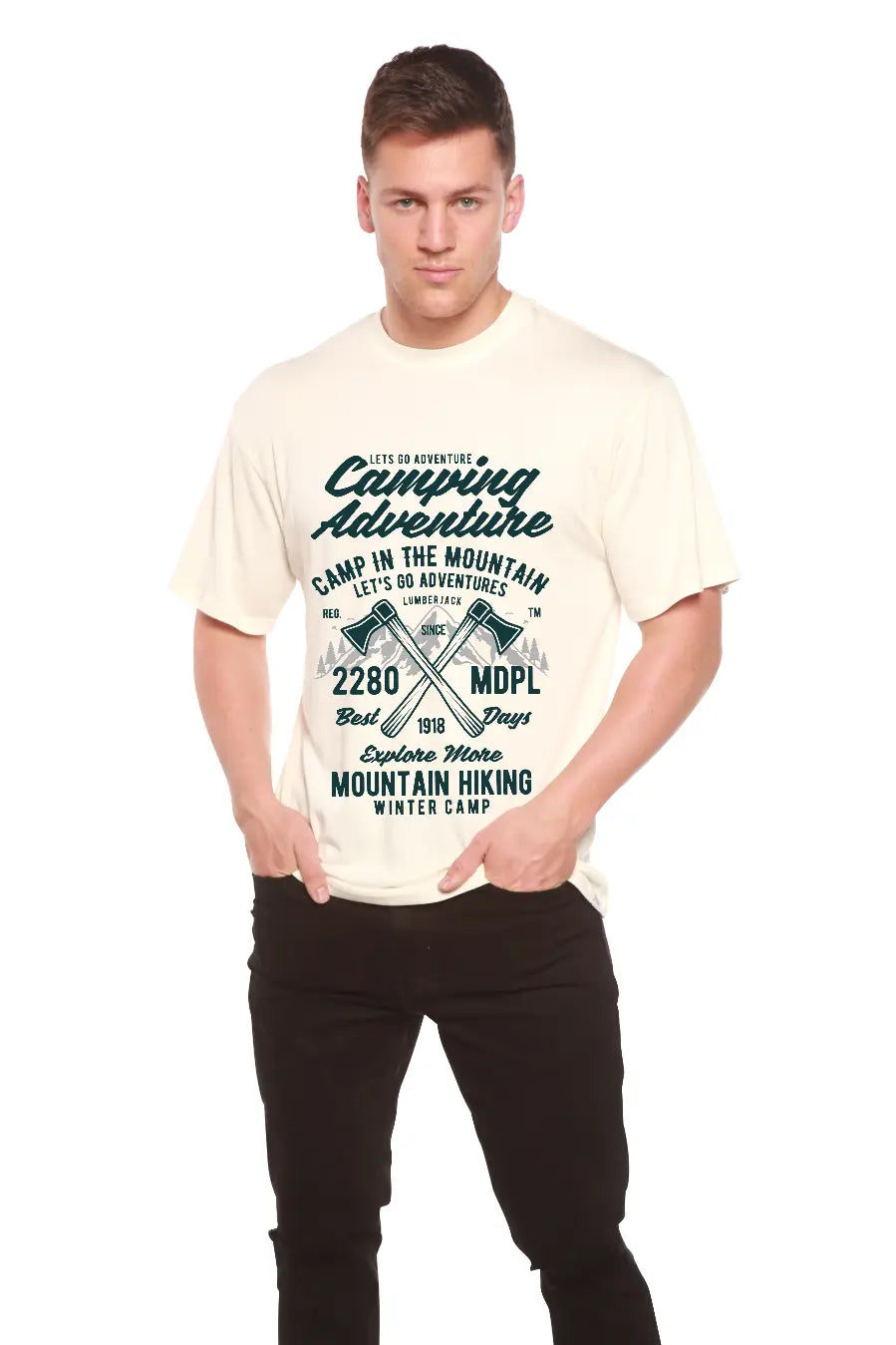 Camping Adventure Men's Bamboo Viscose/Organic Cotton Short Sleeve Graphic T-Shirt Spun Bamboo