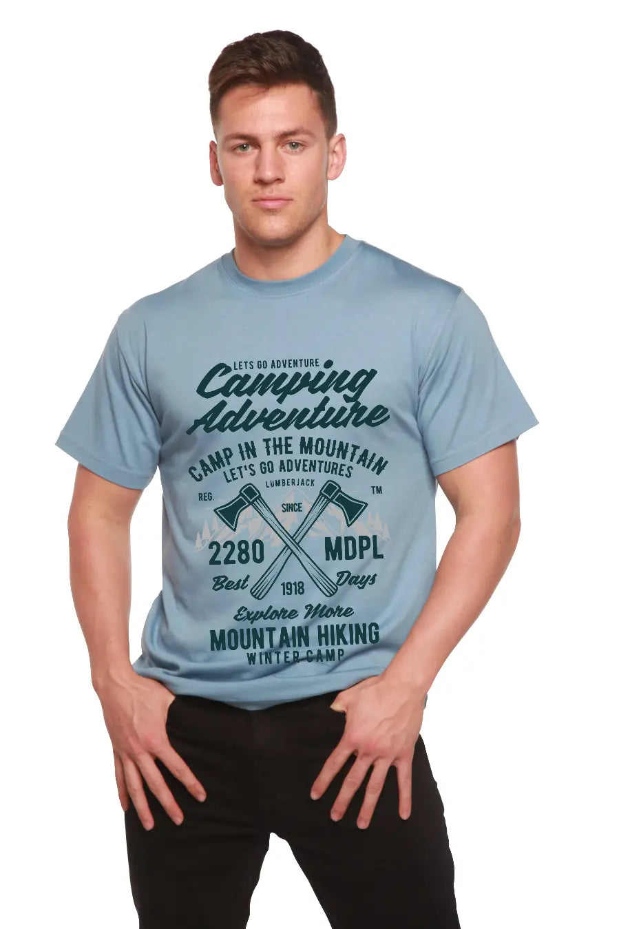Camping Adventure Men's Bamboo Viscose/Organic Cotton Short Sleeve Graphic T-Shirt Spun Bamboo