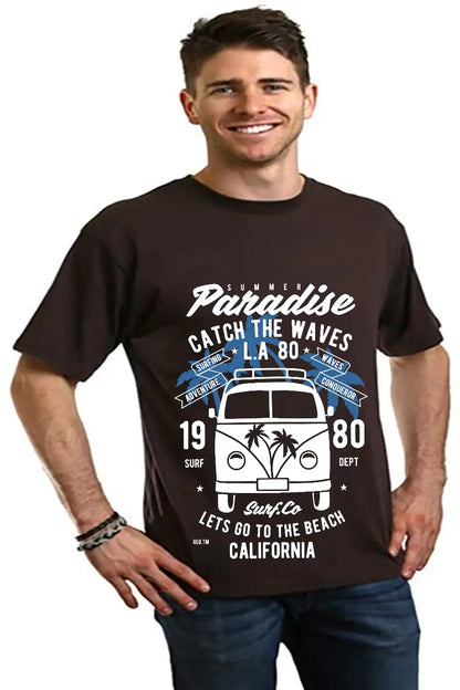 Catch The Waves Men's Bamboo Viscose/Organic Cotton Short Sleeve Graphic T-Shirt Spun Bamboo