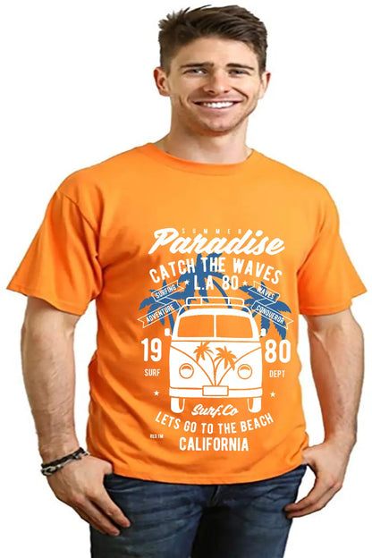 Catch The Waves Men's Bamboo Viscose/Organic Cotton Short Sleeve Graphic T-Shirt Spun Bamboo