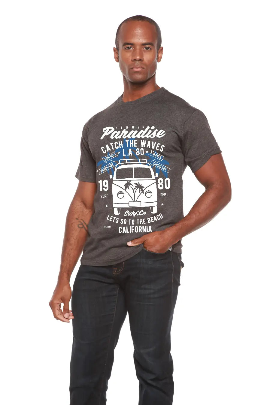 Catch The Waves Men's Bamboo Viscose/Organic Cotton Short Sleeve Graphic T-Shirt Spun Bamboo