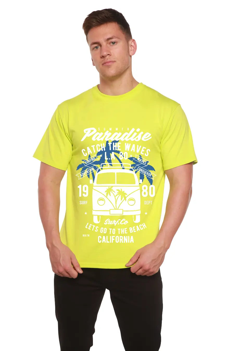 Catch The Waves Men's Bamboo Viscose/Organic Cotton Short Sleeve Graphic T-Shirt Spun Bamboo