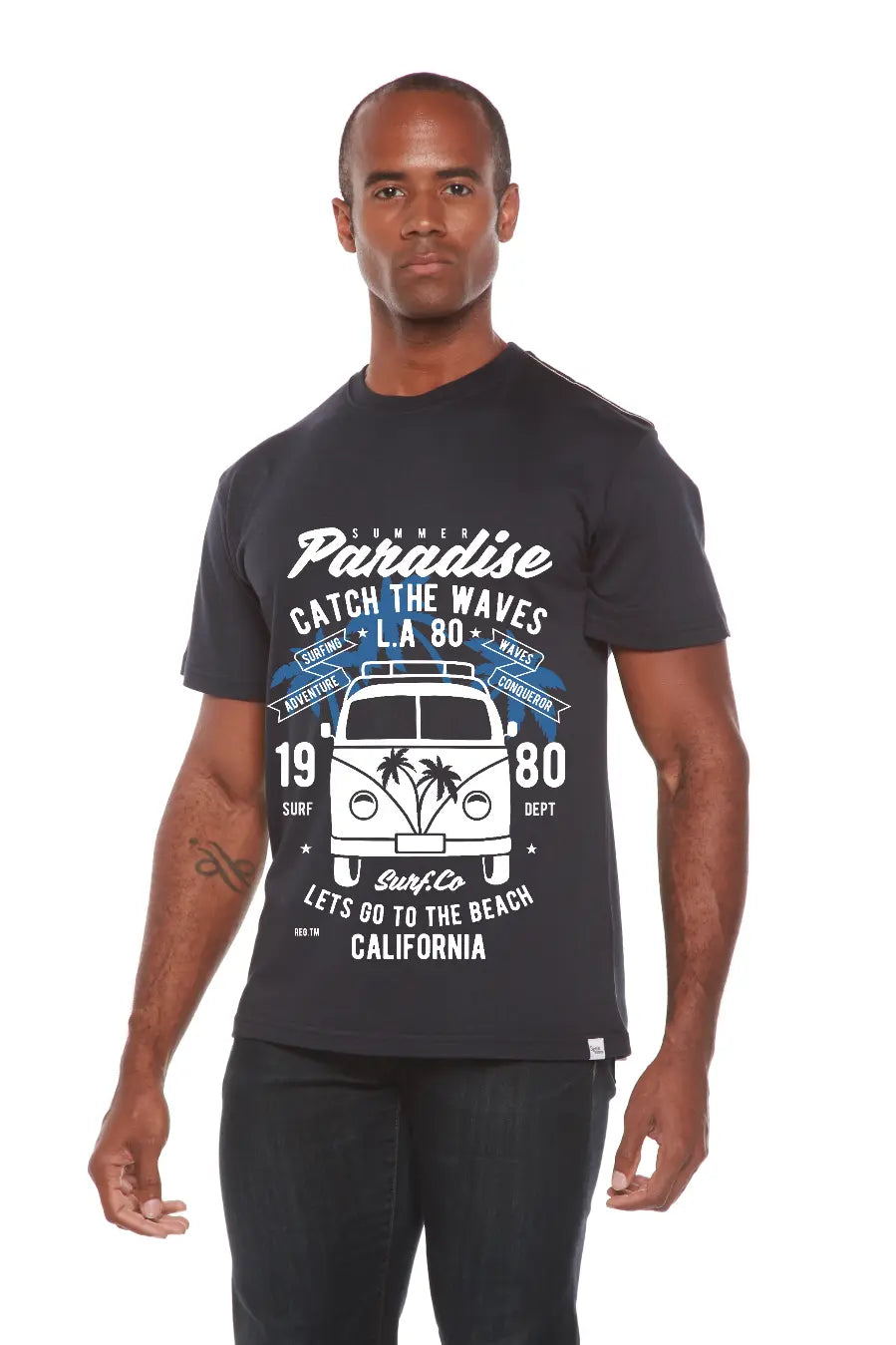 Catch The Waves Men's Bamboo Viscose/Organic Cotton Short Sleeve Graphic T-Shirt Spun Bamboo