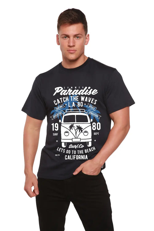 Catch The Waves Men's Bamboo Viscose/Organic Cotton Short Sleeve Graphic T-Shirt Spun Bamboo