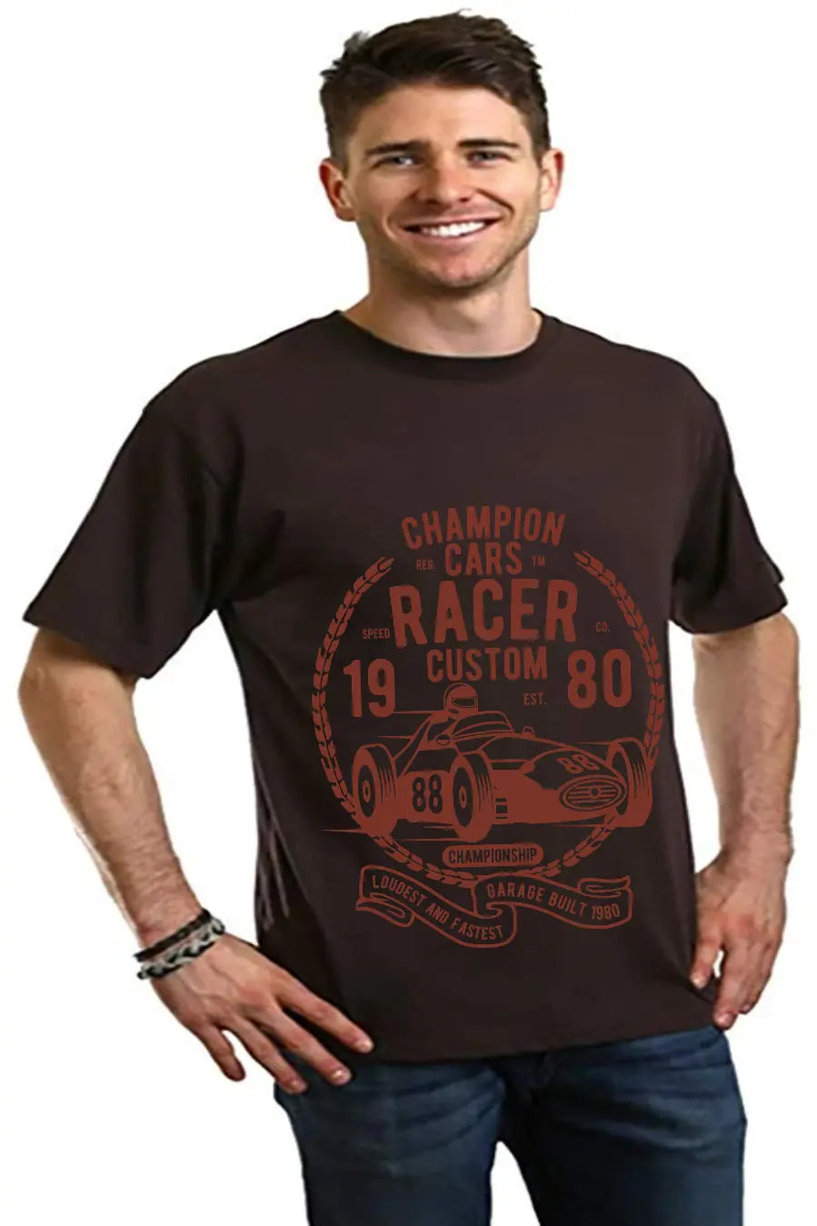 Champions Cars Men's Bamboo Viscose/Organic Cotton Short Sleeve Graphic T-Shirt Spun Bamboo