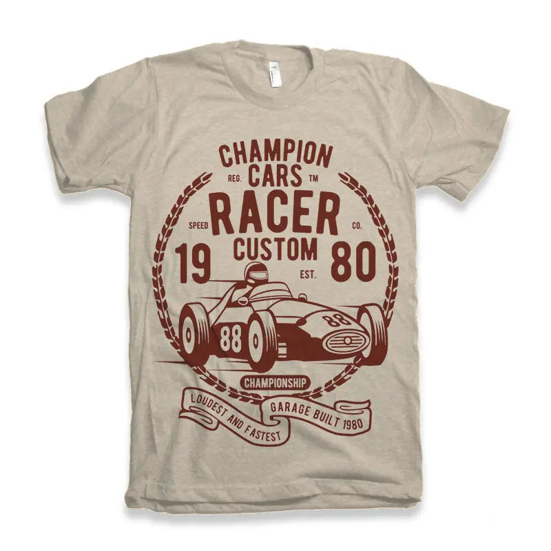 Champions Cars Men's Bamboo Viscose/Organic Cotton Short Sleeve Graphic T-Shirt Spun Bamboo