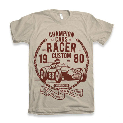 Champions Cars Men's Bamboo Viscose/Organic Cotton Short Sleeve Graphic T-Shirt Spun Bamboo