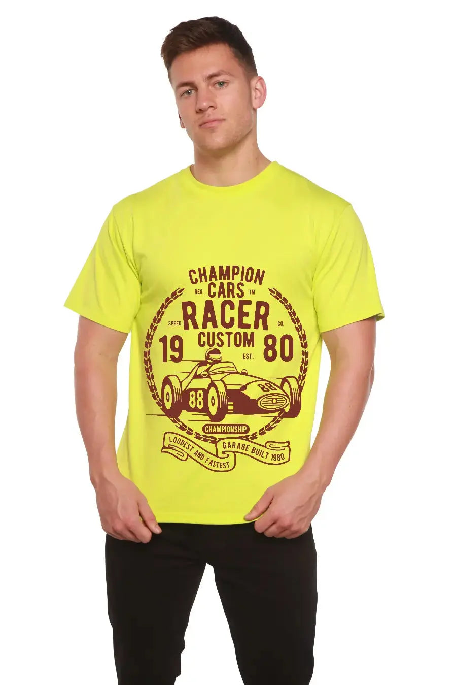 Champions Cars Men's Bamboo Viscose/Organic Cotton Short Sleeve Graphic T-Shirt Spun Bamboo