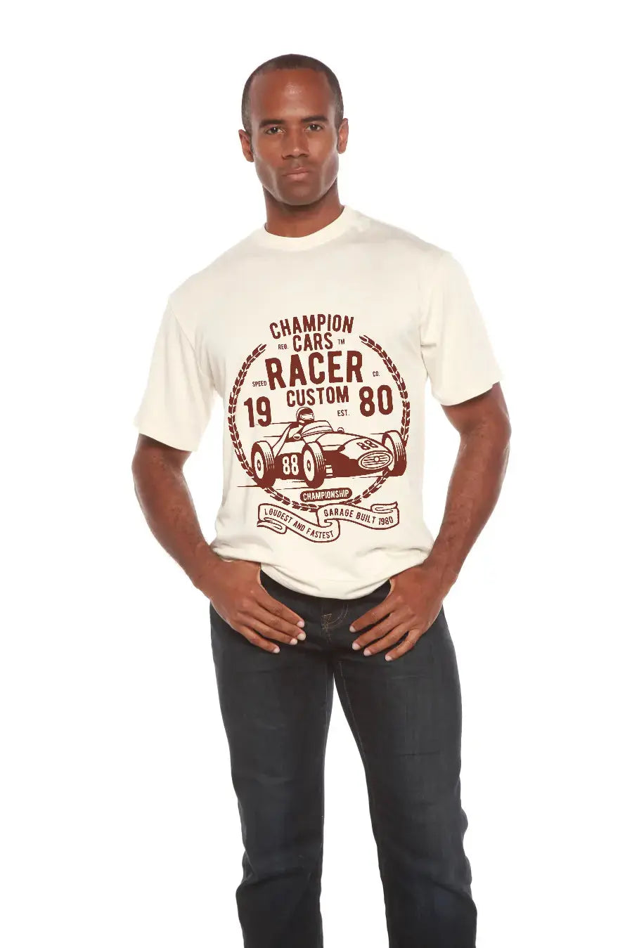 Champions Cars Men's Bamboo Viscose/Organic Cotton Short Sleeve Graphic T-Shirt Spun Bamboo