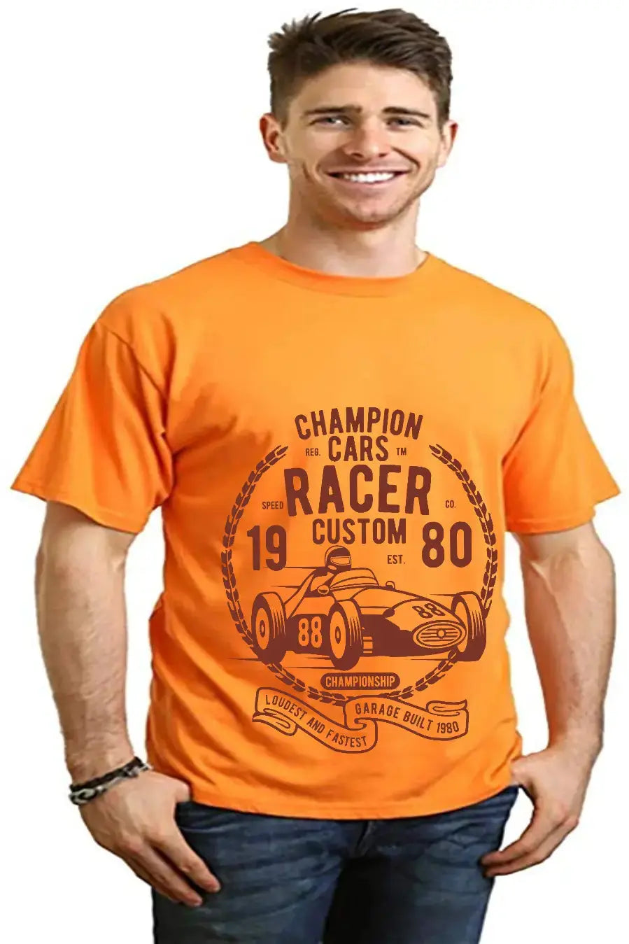 Champions Cars Men's Bamboo Viscose/Organic Cotton Short Sleeve Graphic T-Shirt Spun Bamboo