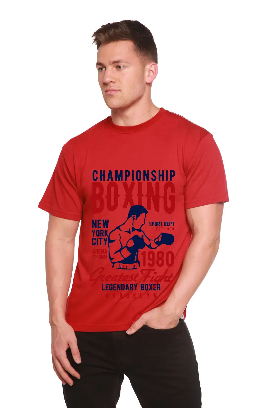 Championship Boxing Men's Bamboo Viscose/Organic Cotton Short Sleeve Graphic T-Shirt Spun Bamboo