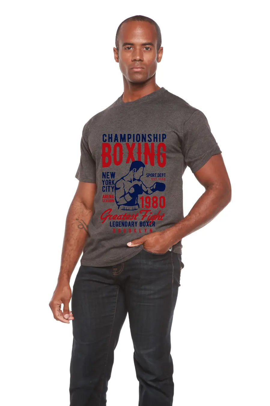 Championship Boxing Men's Bamboo Viscose/Organic Cotton Short Sleeve Graphic T-Shirt Spun Bamboo