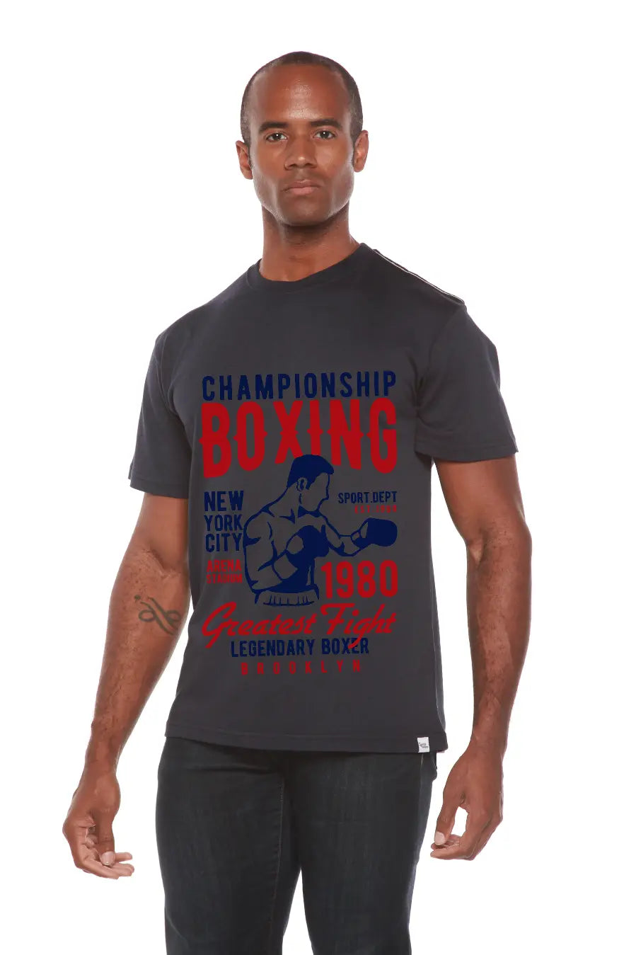 Championship Boxing Men's Bamboo Viscose/Organic Cotton Short Sleeve Graphic T-Shirt Spun Bamboo