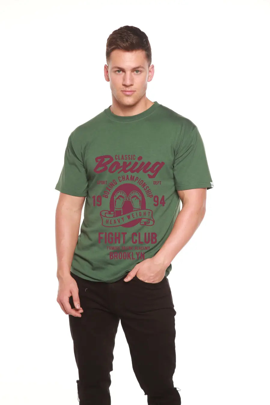 Classic Boxing Men's Bamboo Viscose/Organic Cotton Short Sleeve Graphic T-Shirt Spun Bamboo