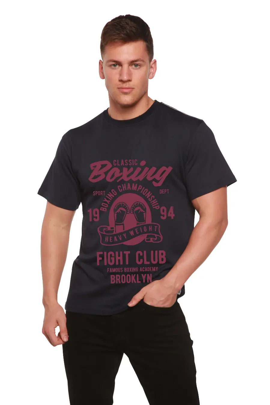 Classic Boxing Men's Bamboo Viscose/Organic Cotton Short Sleeve Graphic T-Shirt Spun Bamboo