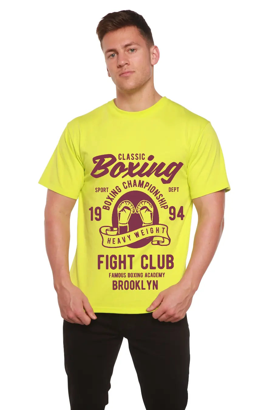 Classic Boxing Men's Bamboo Viscose/Organic Cotton Short Sleeve Graphic T-Shirt Spun Bamboo