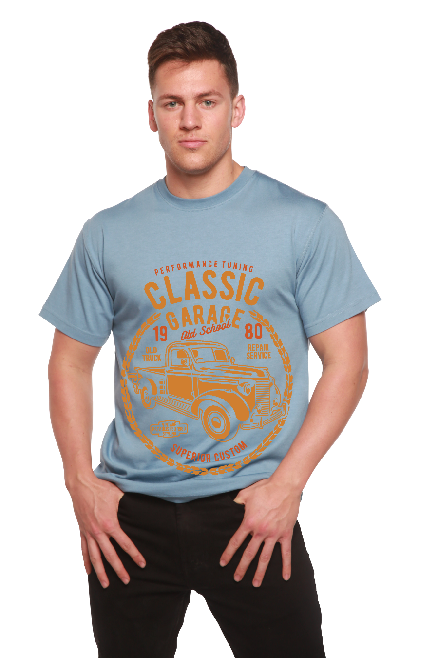 Classic Garage Men's Bamboo Viscose/Organic Cotton Short Sleeve Graphic T-Shirt Spun Bamboo