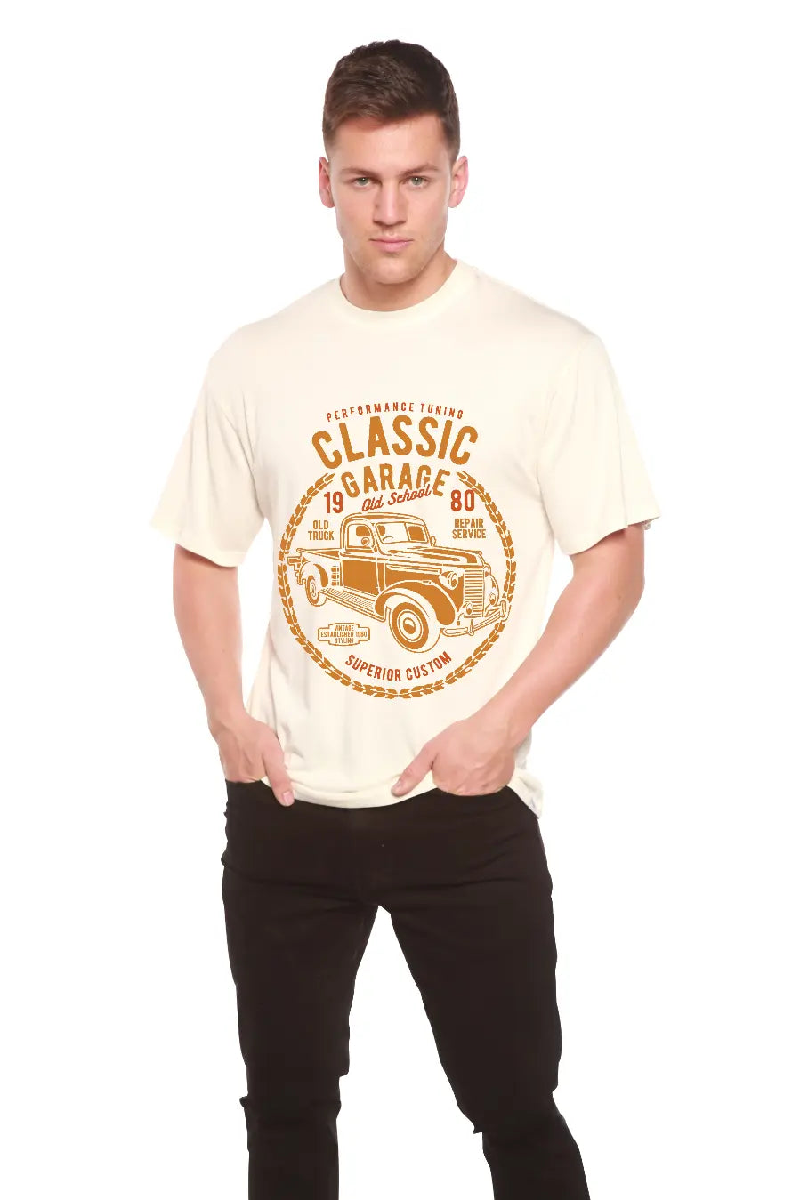 Classic Garage Men's Bamboo Viscose/Organic Cotton Short Sleeve Graphic T-Shirt Spun Bamboo