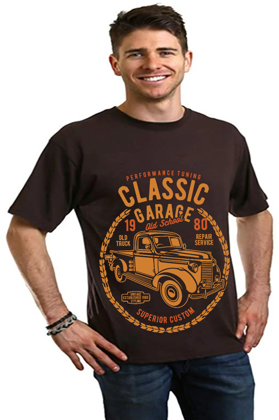 Classic Garage Men's Bamboo Viscose/Organic Cotton Short Sleeve Graphic T-Shirt Spun Bamboo