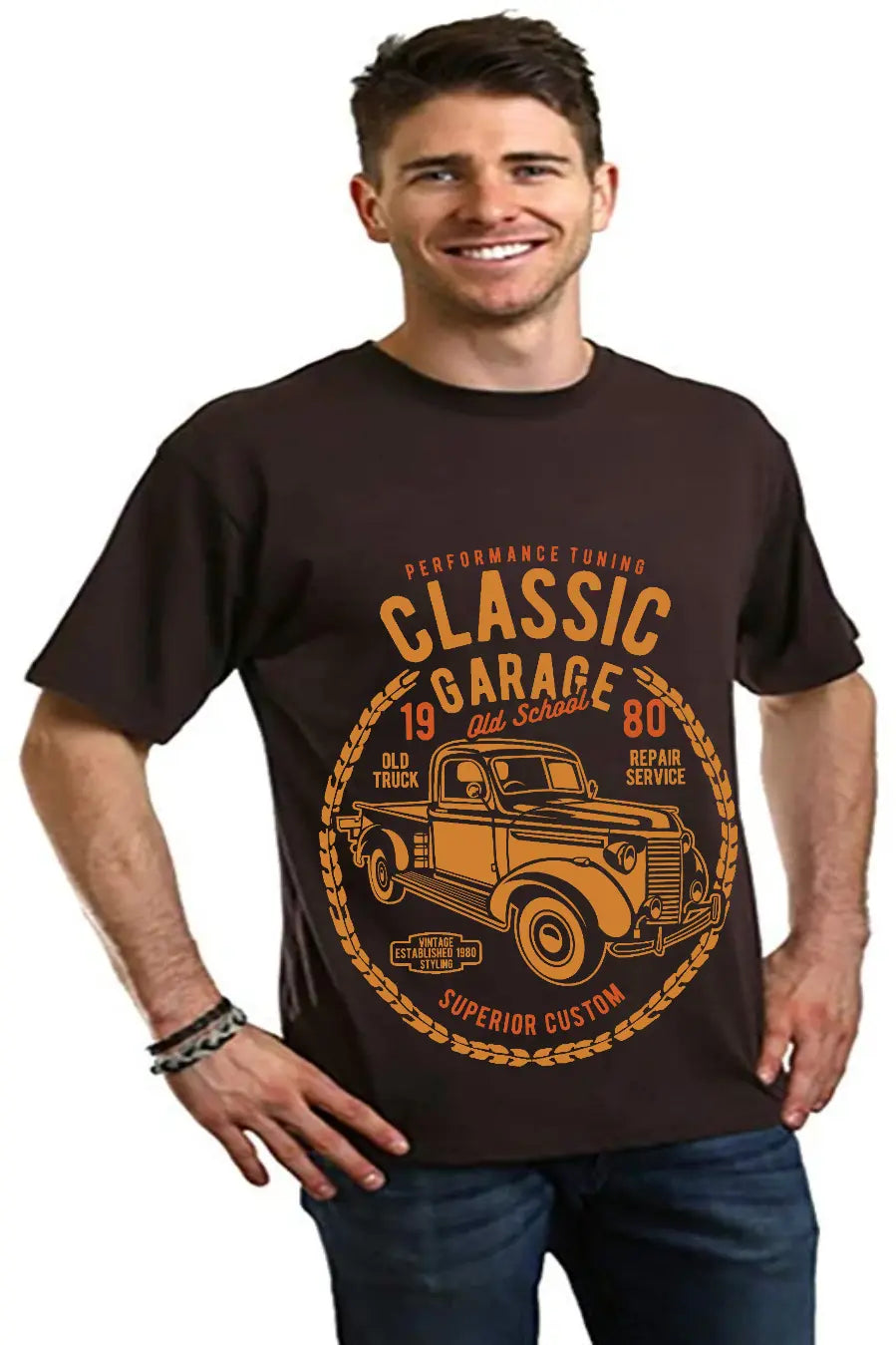 Classic Garage Men's Bamboo Viscose/Organic Cotton Short Sleeve Graphic T-Shirt Spun Bamboo
