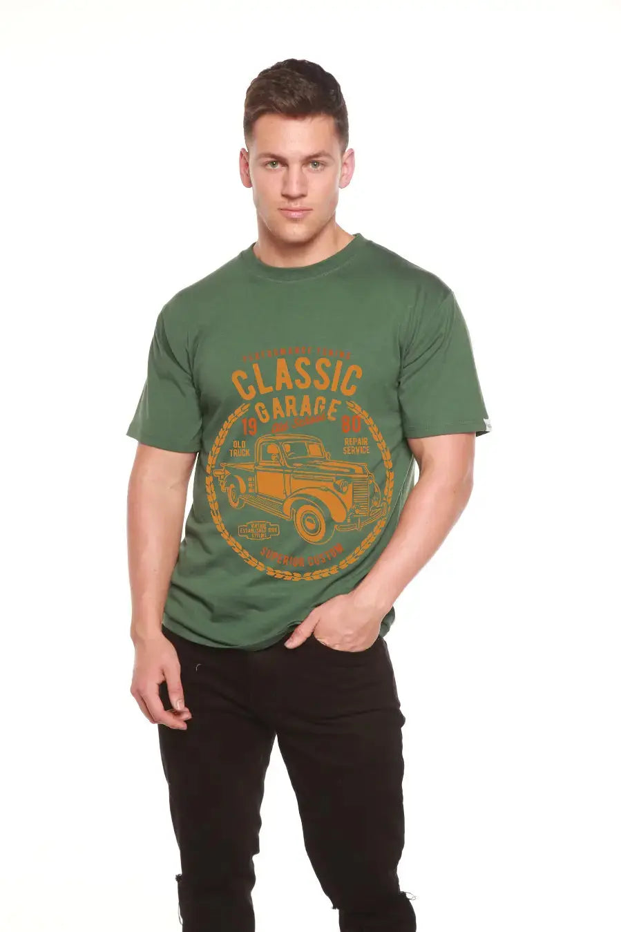 Classic Garage Men's Bamboo Viscose/Organic Cotton Short Sleeve Graphic T-Shirt Spun Bamboo